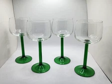 4 Luminarc "Emerald" Green Stem Wine Glasses Cristal D’Arques-Durand France 7"