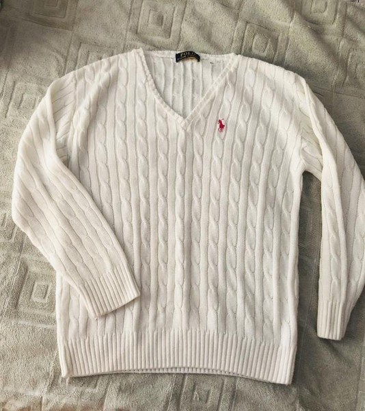 Women Polo Ralph Lauren Sweater White Acrylic 38 /