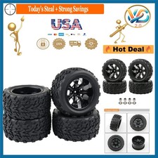 4 Pack Rc 110 Monster Truck Wheels Tires Rubber 4.76 Inches With Rims