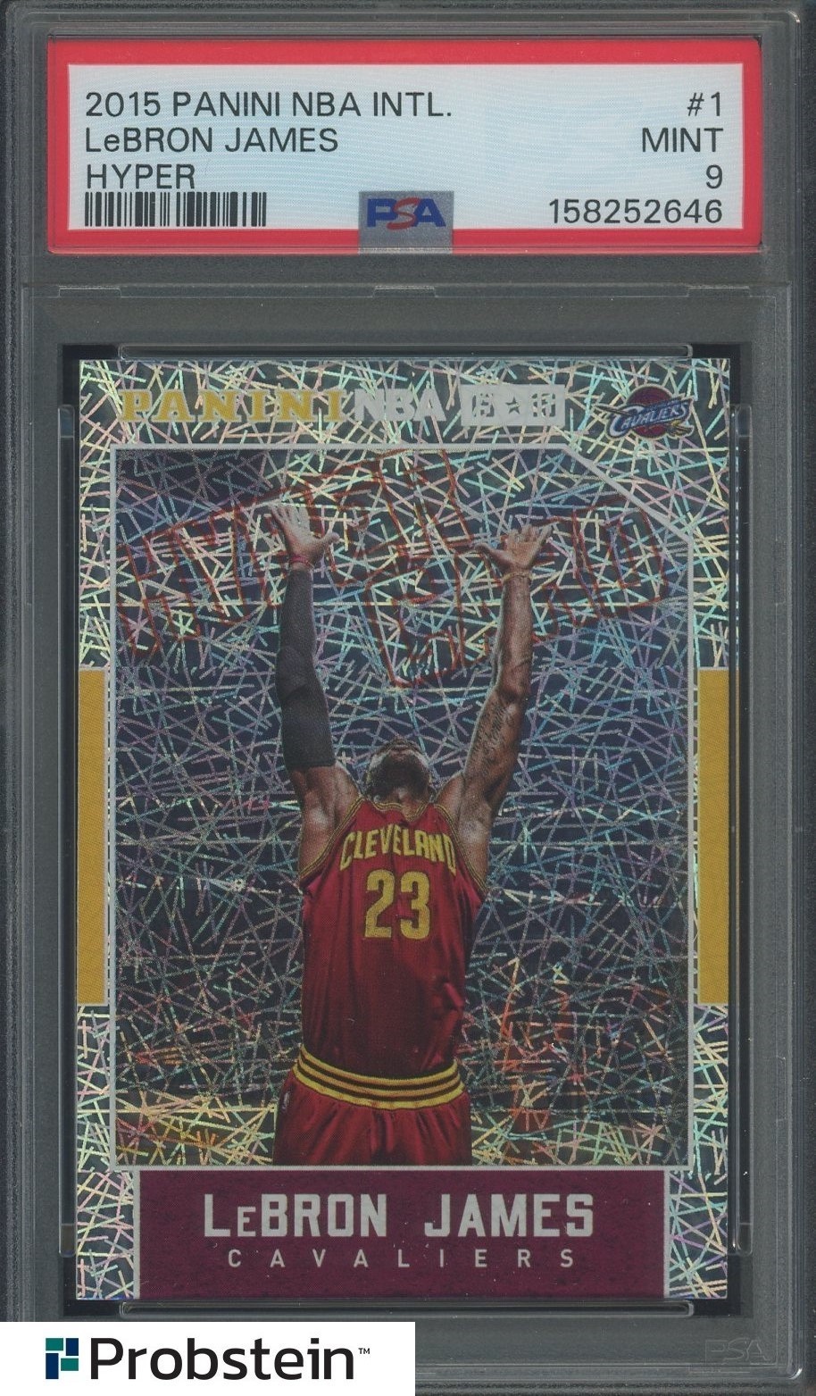 2015-16 Panini NBA International Hyper #1 LeBron James Cavaliers PSA 9