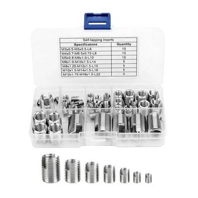 50 Piece Stainless Steel Thread Inserts Self-Tapping M3 to M16 For DIY Projects