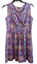Lands’ End Surplice Dress Abstract Floral Tank Style Size XL (18)