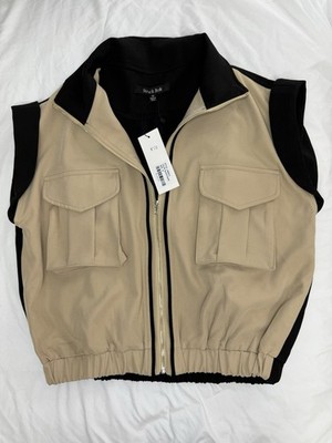 Strut and Bolt Women s Two Tone Vest Zipper Pockets Size Medium