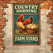 Fresh Eggs Chicken Coop Sign Aluminum Metal Tin Sign Decor 8x12