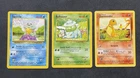 Bulbasaur, Charmander, Squirtle - Base Set - Pokemon TCG Kanto Starters - NM/LP
