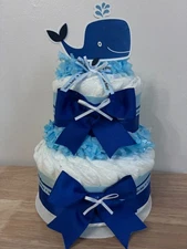 Blue whale themed diaper cake Baby shower Gift/Centerpiece