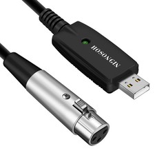 HOSONGIN XLR to USB Recording Cable for Microphone, 48V Phantom Power Require...