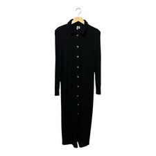 Asos Cardigan Sweater Dress Women's Size 6 Maxi Modest Black Long Sleeves