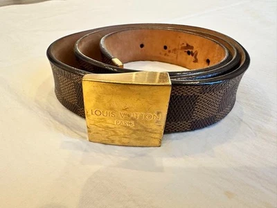 Louis Vuitton Damier Gürtel Braun M6802 Gold Schnalle Damen 90/36 Leder Gebra... - Bild 1 von 4