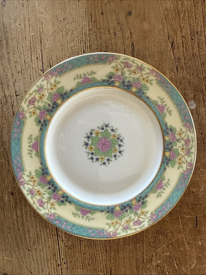 Lenox MONTICELLO Bread Butter Plate Teal Green Floral Vintage Gold Leaf