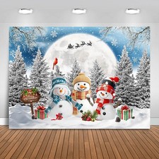 Fitumiw Christmas Snowman Backdrop 7x5ft Merry Snowy 7x5ft, white