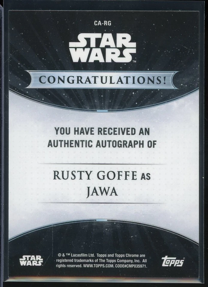 2019 Topps Chrome Star Wars Autographs Green Refractors #RG R. Goffe as Jawa /50 - Image 2 of 2