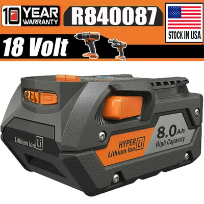 #ad NEW For Ridgid 18V R840085 8.0Ah Hyper Lithium Battery Rigid 18Volt R840087 $24.98