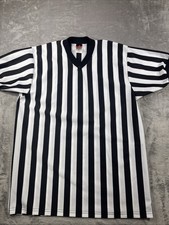 Rawlings Men's Referee Athletic Shirt Whistle Loop Striped V-neck Shirt Size L