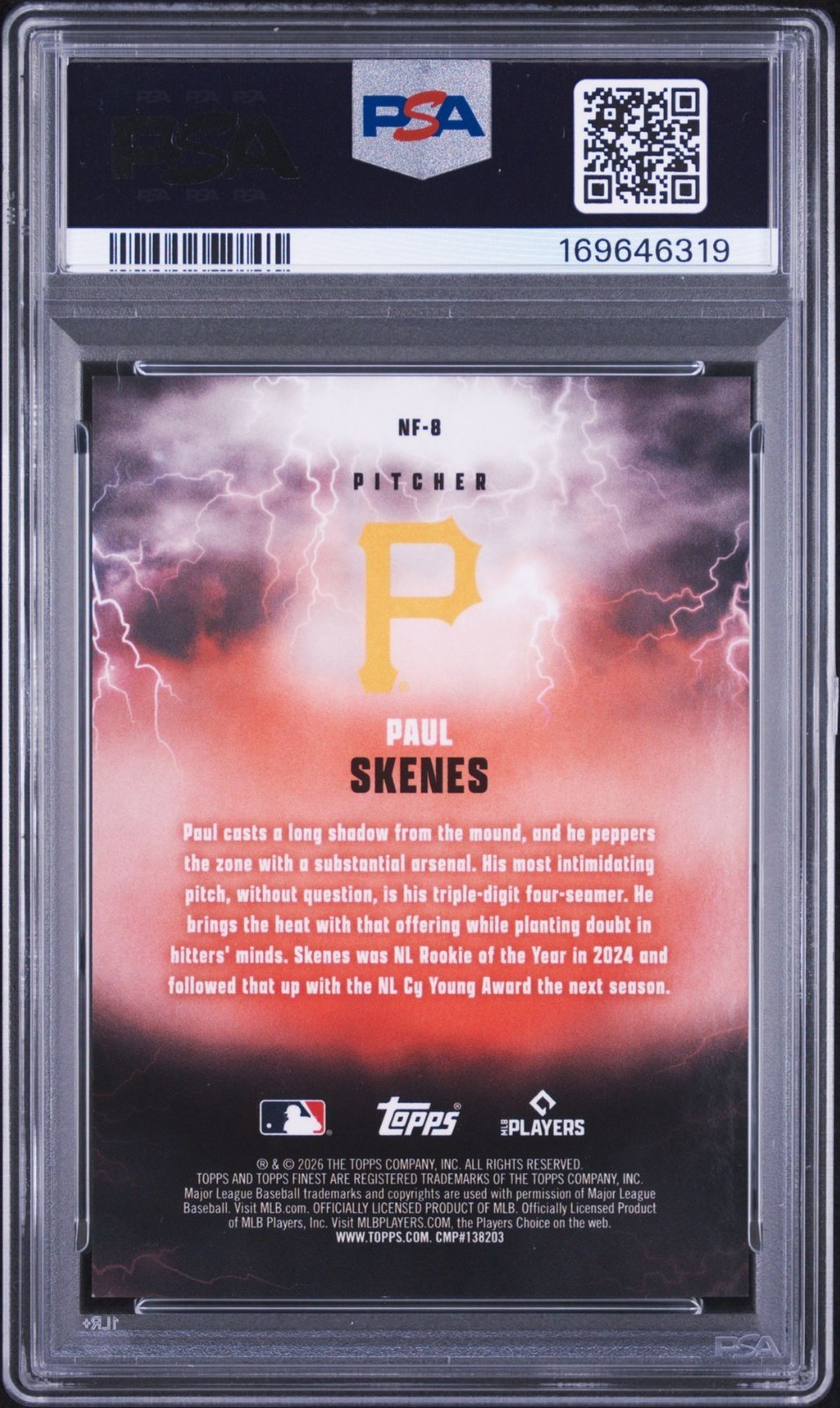 2026 Topps Finest Nightmare Fuel Paul Skenes #NF-8 Graded PSA 9 MINT Case Hit view 2