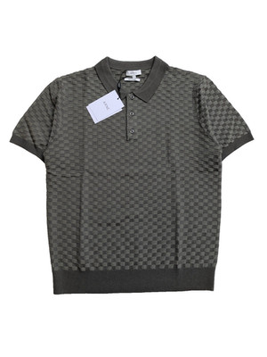 ARNE Polo Shirt Mens Large Sage Square Contrast Textured Knitted - RRP £55