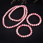 Fashion Natural Gemstone Pink Queen Conch Shell Round Beads Stretch Bracelet