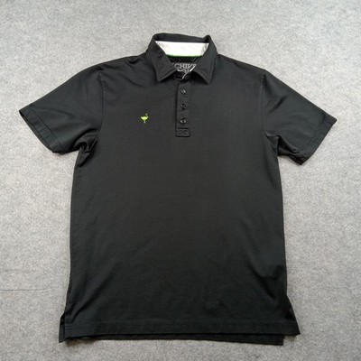 Chive Golf Polo Shirt Mens Medium Black Solid Logo Golf Performance Top
