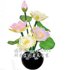LED Lotus Buddha Lamp Color Shining Table Altar Light Zen Temple Home Decor