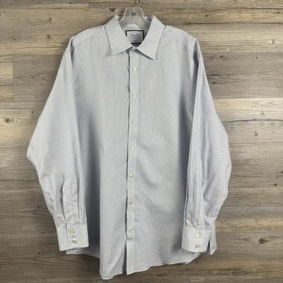 Charles Tyrwhitt Blue Micro-Check 2 Button Cuff Slim Fit Not Iron Shirt 17.5/34