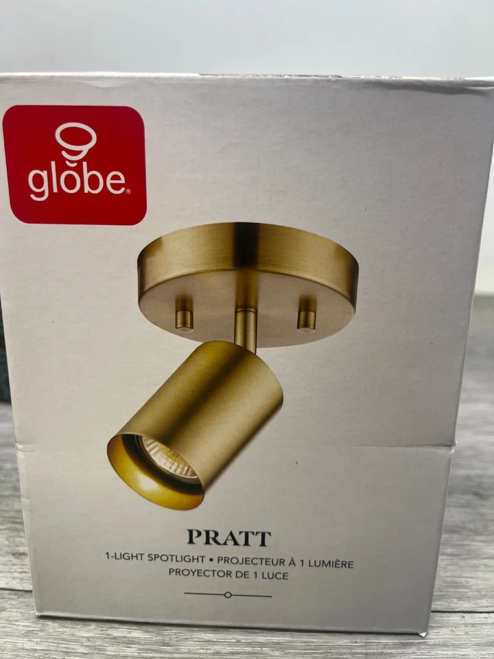 GLOBE ELECTRIC Globe 59765 ElectricPratt 4.8 in. 1-Light Matte Brass Track Lighting Spotlight