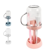 Toothbrush Holder with Cup Cover, 3 Slots Toothpaste Organizer Compatible wit...