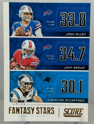 2020 Score GOLD Fantasy Stars Josh Allen Christian McCaffrey John Brown /50