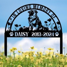 Personalized Australian Shepherd Memorial Stake, Dog Name Sign, Pet Grave Marker