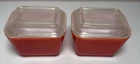 Vintage PYREX Red Refrigerator Dishes Set Of 2 with Lids 501