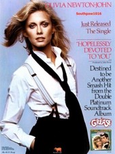 1978 Olivia Newton John "Hopelessly Devoted To You" Release Promo Reprint Ad
