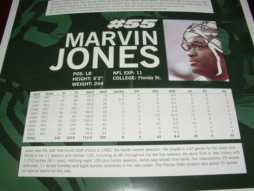 NY JETS MO LEWIS MARVIN JONES DAY SEPTEMBER 18 2005 NFL FOOTBALL MINI POSTER - Picture 5 of 5