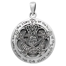 Sterling Silver Moon Pentacle Pendant Dryad Design Wiccan Pagan Witch Pentagram