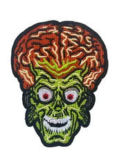 MARS ATTACKS - LARGE ALIEN HEAD - 1996 MOVIE - EMBROIDERED IRON-ON/SEW-ON PATCH