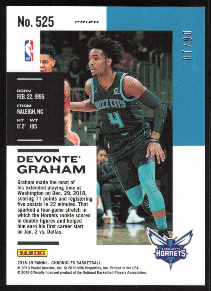 2018-19 Panini Chronicles Premium Gold Rookie #525 Devonte' Graham /10 - Image 2 of 2
