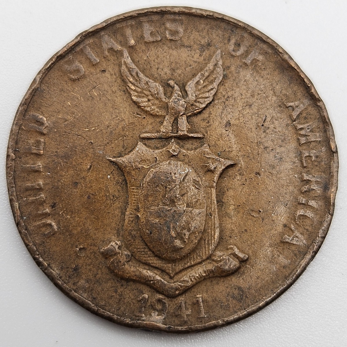 1941-M 1 Centavo Fine Philippines US Manila Mint Bronze Coin One