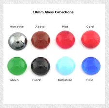 4 pcs 10mm Glass Cabochons, Flat Back Czech Round, Jewelry Making -CAB162
