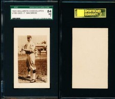 V100 1923 Willards Chocolates George McBride (MacBride) SGC 84 NM 7 Near-Mint