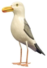 Nautical Decoration Hand Made Wooden Seagull Figurine, 10 Inches Tall