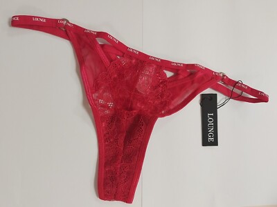 Lounge-Unterwäsche Scarlett überbackener ausgeschnittener Tanga groß rosa silber Hardware neu