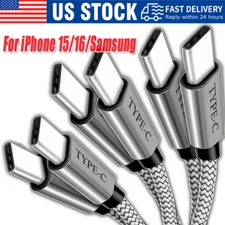 60W USB-C to USB-C Cable Fast Charger lot PD Nylon Cord iPhone 16 15 Pro Samsung