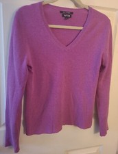 Apt. 9 V-Neck Purple Sweater Pullover 100 Cashmere Size S