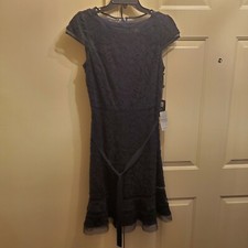 Adrianna Papell Fit & Flare Navy Blue Lace Dress Size 8-NWT