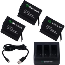 (3 Pack)1290 mAh Rechargeable Battery & 3-Channel Charger for Gopro Hero 7 6 5  