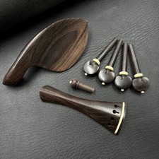 1set new Natural ebony wood part 4/4 ,Pegs, Chin rest, Tail piece, End pin 2