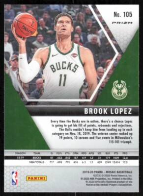 2019-20 Panini Mosaic Green Brook Lopez Milwaukee Bucks #105 | eBay