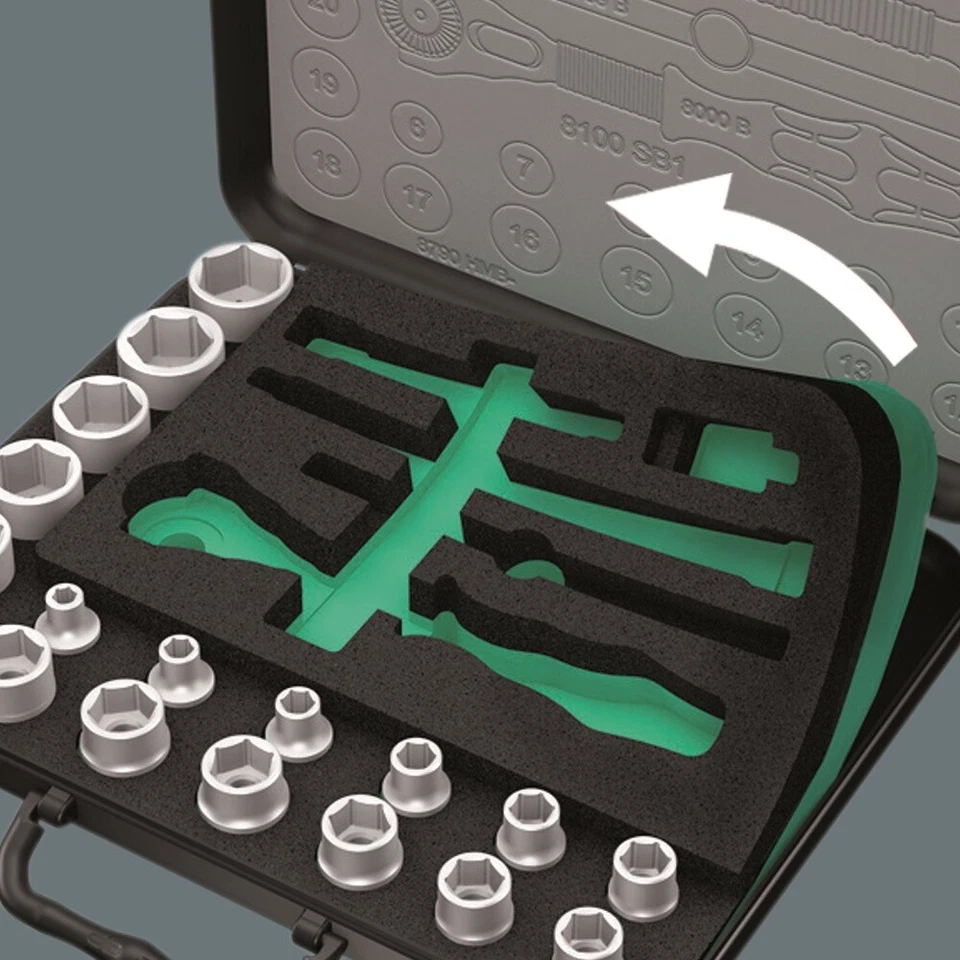 Wera 8100 SB 2 Zyklop Socket Wrench Set 3/8" Drive Metric 43 Pieces 05003594001 - Image 2 of 4
