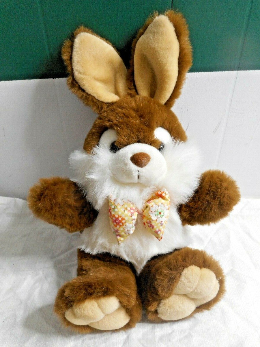Kids Of America Corp 2000 Easter Bunny Brown White Plush Toy 16