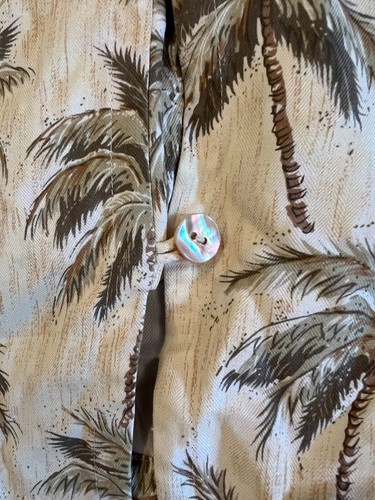 Pineapple Moon Palm Tree 100% Silk Tank Top Button Front Women's Size XL Hawaii - Picture 5 of 8