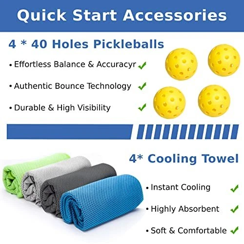 Pickleball Paddles, Pickleball Set with 4 A:4 paddles & 4 balls & 4 towels