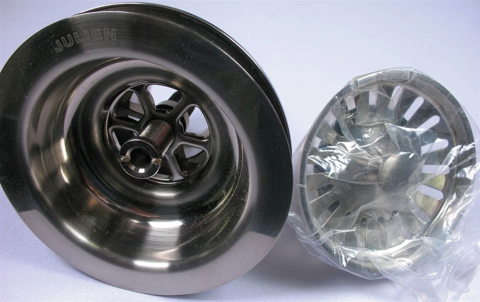 "Colador de fregadero de latón de alta resistencia Julien 100080 níquel satinado 3-1/2""" Foto 2 de 4